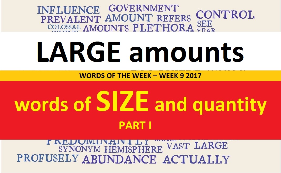 WORDS OF THE WEEK – WEEK 9 2017 - words describing size and quantity