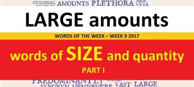 WORDS OF THE WEEK – WEEK 9 2017 - words describing size and quantity